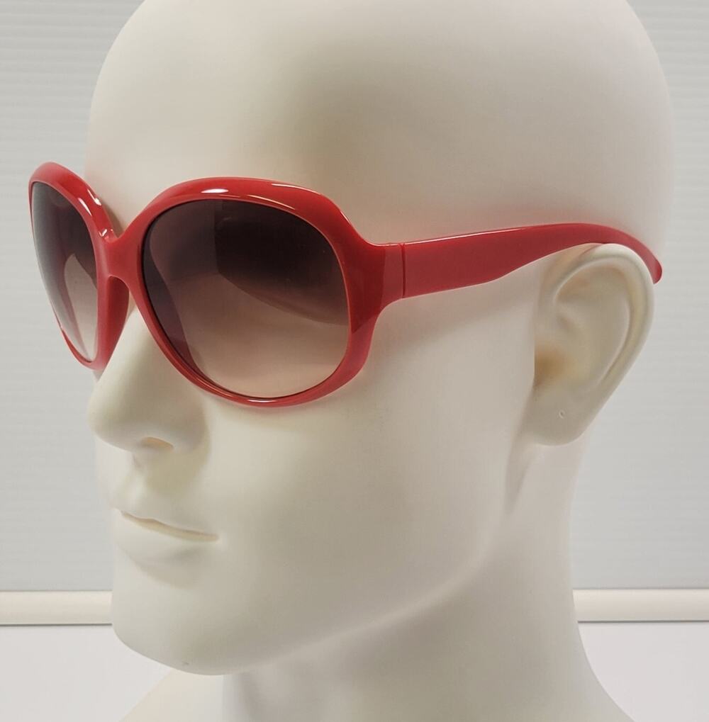 R) Women Oversized Red Circle Plastic Sunglasses